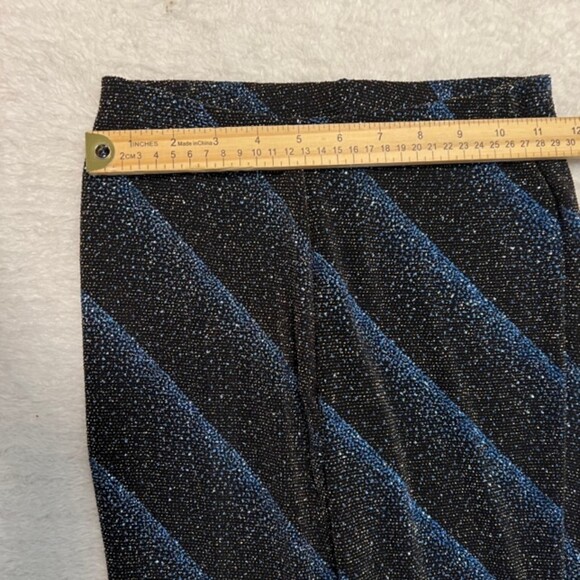 Hi Sense Womens Black Blue Glitter Pull On Low Rise Wide Leg Pants 70s 90s Sz SM - Picture 7 of 9